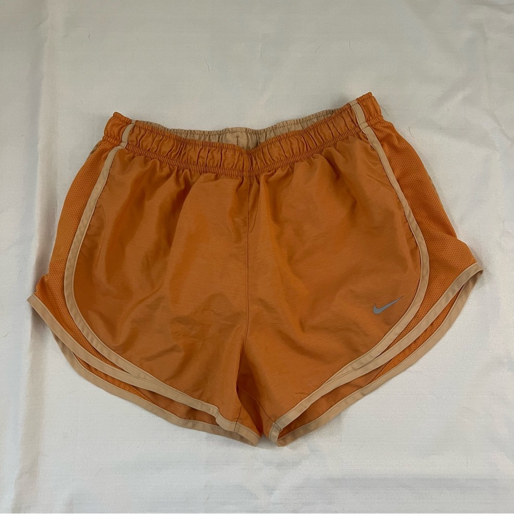 Nike Orange Athletic Running Shorts with Cream Trim